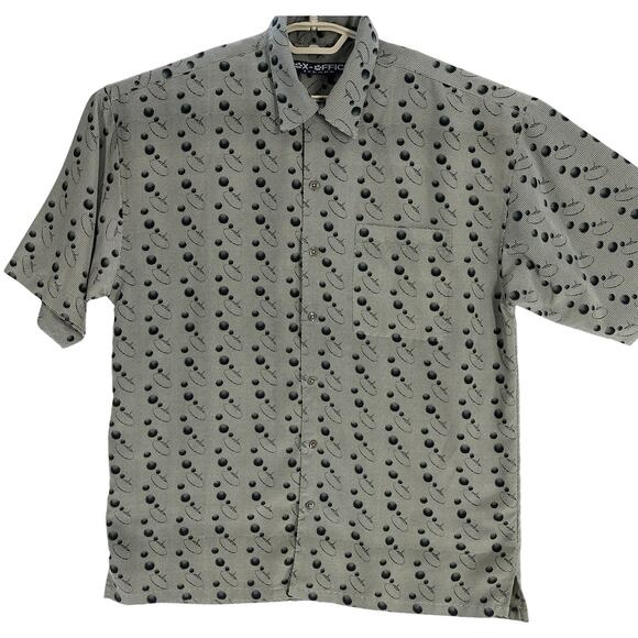 Box Office Island Shirt Mens Size M Green Yellow All Over Print Short Sleeves - Picture 1 of 7